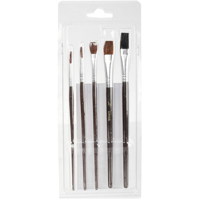Linzer Natural Bristle Artist Paint Brush Set, 5 Piece