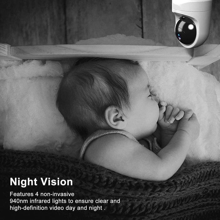1080P HD Wireless Security Camera | Baby Monitor | 2 Way Audio | Night Vision | Works with Alexa