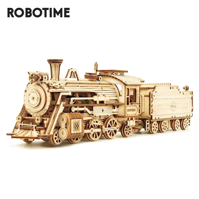 Robotime ROKR Train Model 3D Wooden Puzzle Toy Assembly Locomotive Model Building Kits for Children Kids Birthday Gift