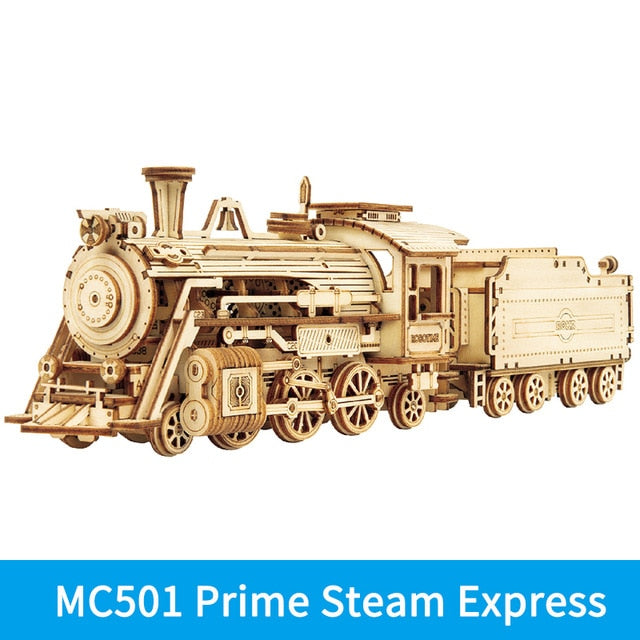 Robotime ROKR Train Model 3D Wooden Puzzle Toy Assembly Locomotive Model Building Kits for Children Kids Birthday Gift