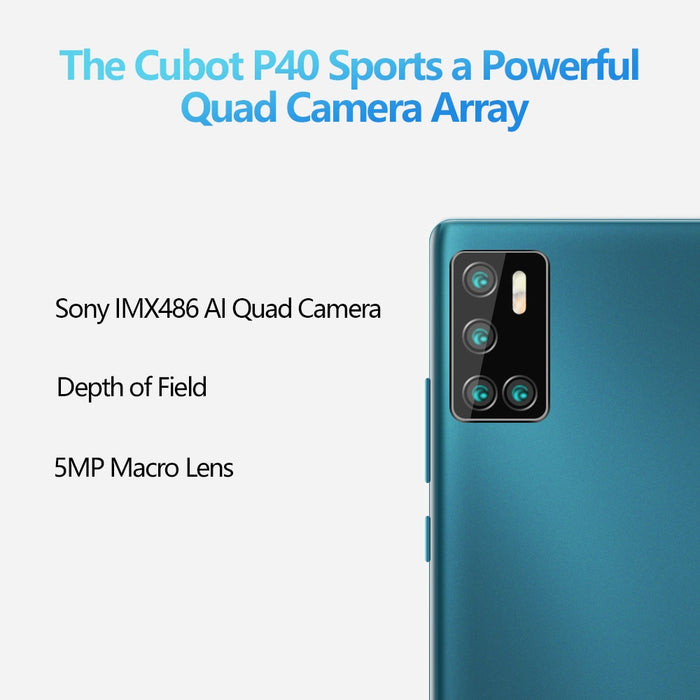 Cubot P40 Smartphone NFC 4GB+128GB Rear Quad Camera 20MP Selfie 6.2 Inch 4200mAh Android 10 Dual SIM Card mobile phone 4G LTE