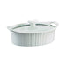 French White 1.5-Qt Oval Ceramic Casserole Dish with Glass Cover